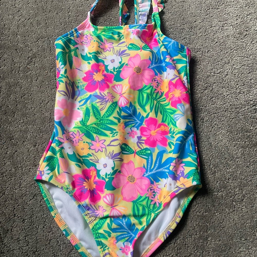 Cat & Jack Colorful Floral Kids Swim One Piece